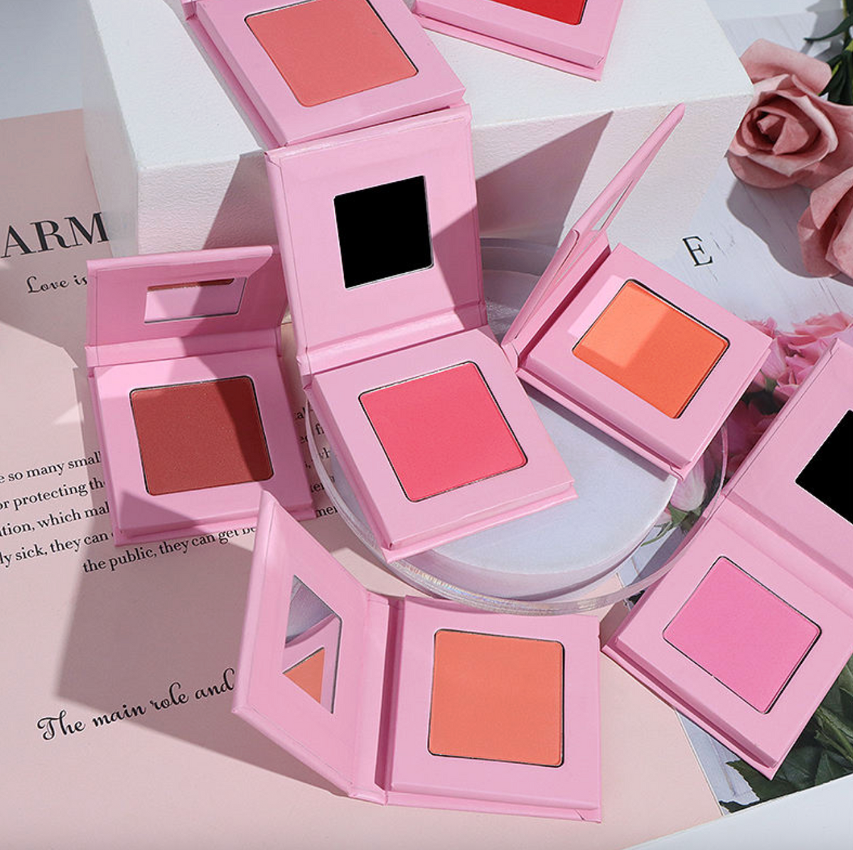 Custom Logo Pink Blush & Contour Palette – Vegan Pressed Powder Private Label Makeup