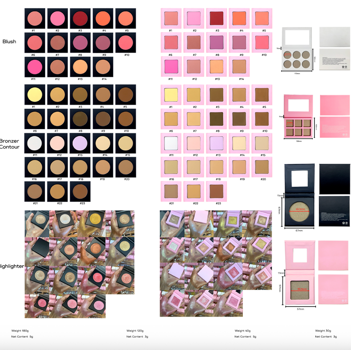 Custom Logo Pink Blush & Contour Palette – Vegan Pressed Powder Private Label Makeup