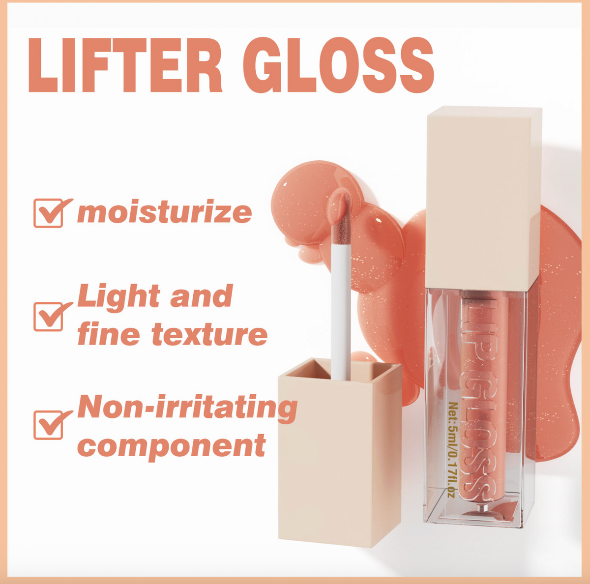 5ml Waterproof Lip Gloss – High-Shine Mineral Liquid Lip Oil with Long-Lasting Lip Stain & Custom Logo