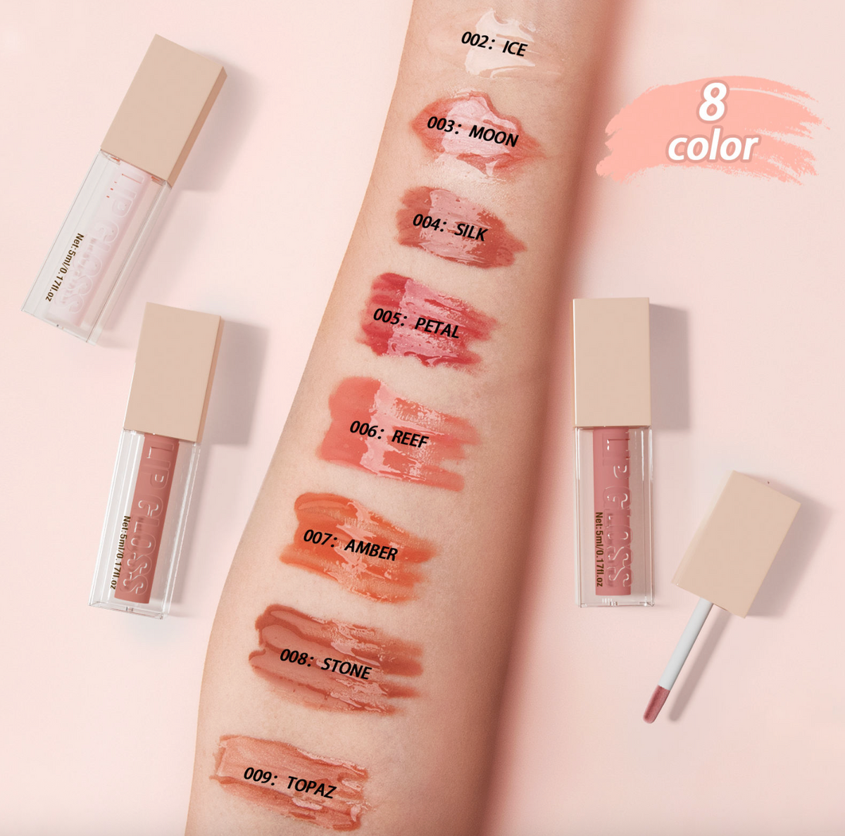 5ml Waterproof Lip Gloss – High-Shine Mineral Liquid Lip Oil with Long-Lasting Lip Stain & Custom Logo