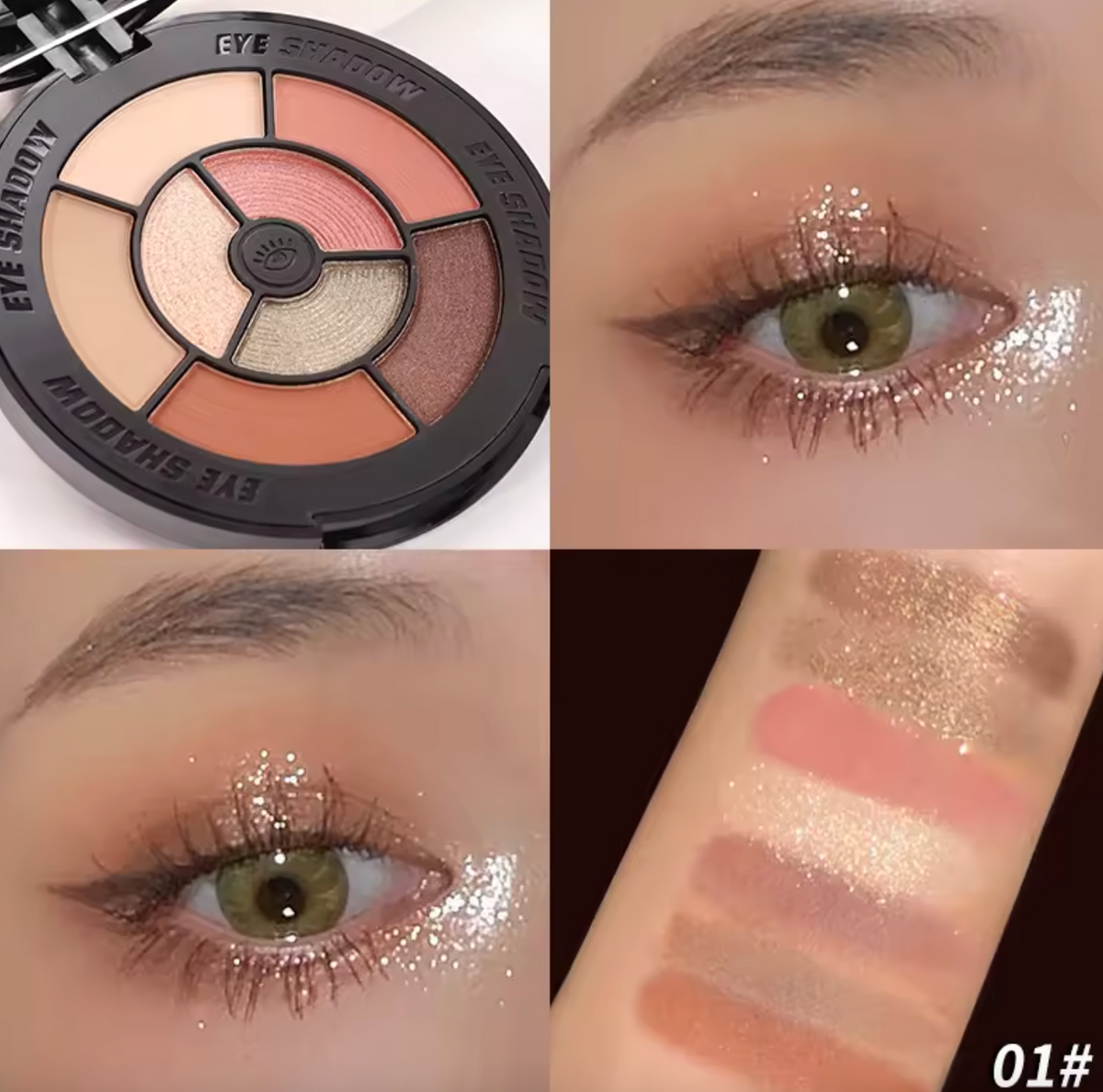 8-Color Nude Glitter Eyeshadow Palette – High-Pigment Fashion Makeup Set for Women