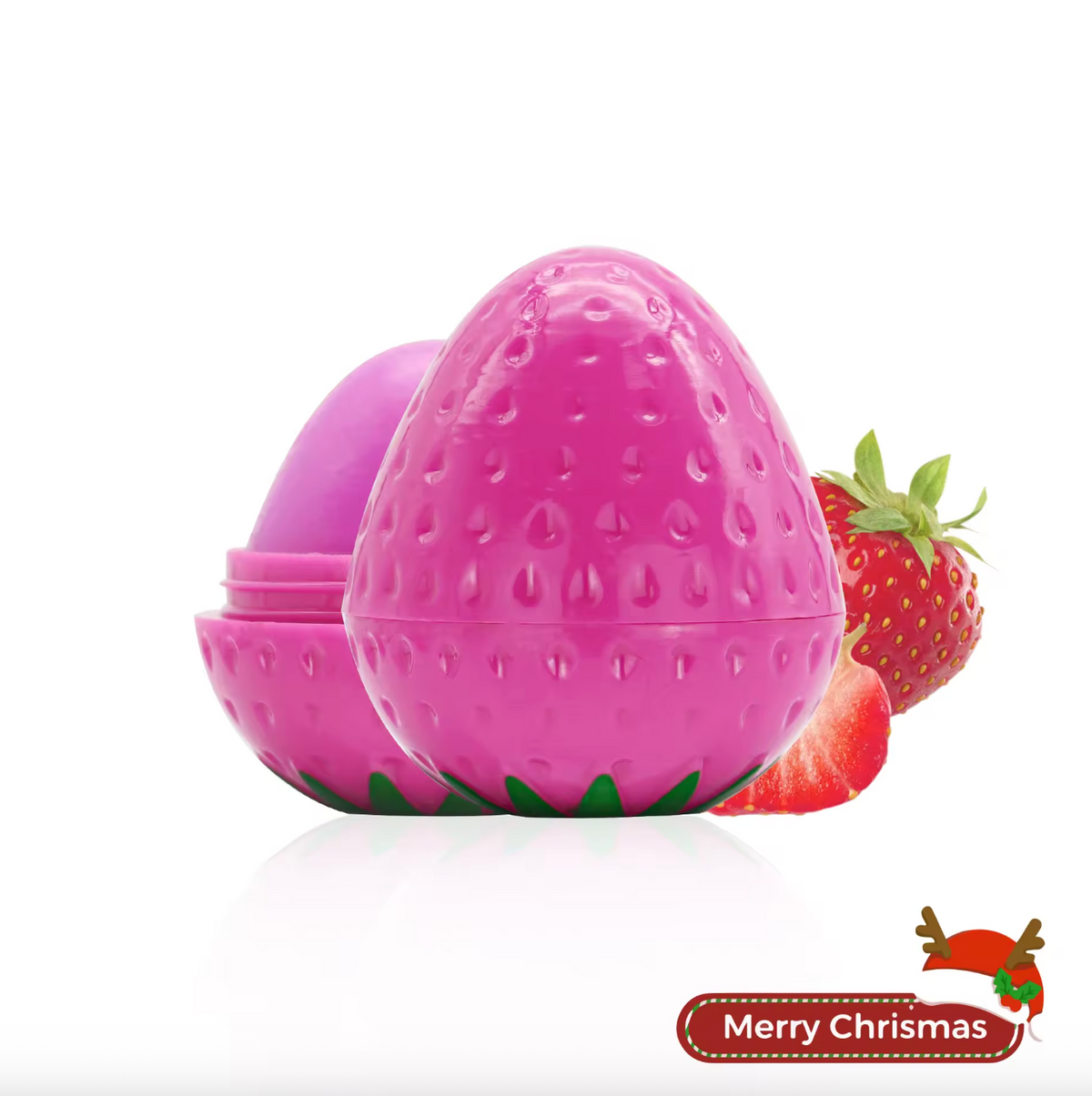 Strawberry Shaped Lip Balm Ball – Moisturizing Fruit-Flavored Hydrating Lip Gloss for Soft, Shiny Lips