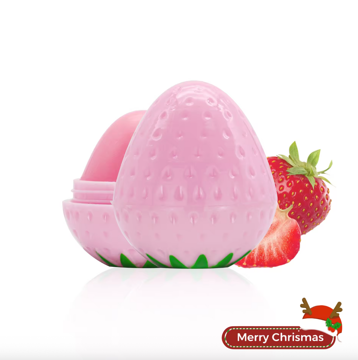 Strawberry Shaped Lip Balm Ball – Moisturizing Fruit-Flavored Hydrating Lip Gloss for Soft, Shiny Lips