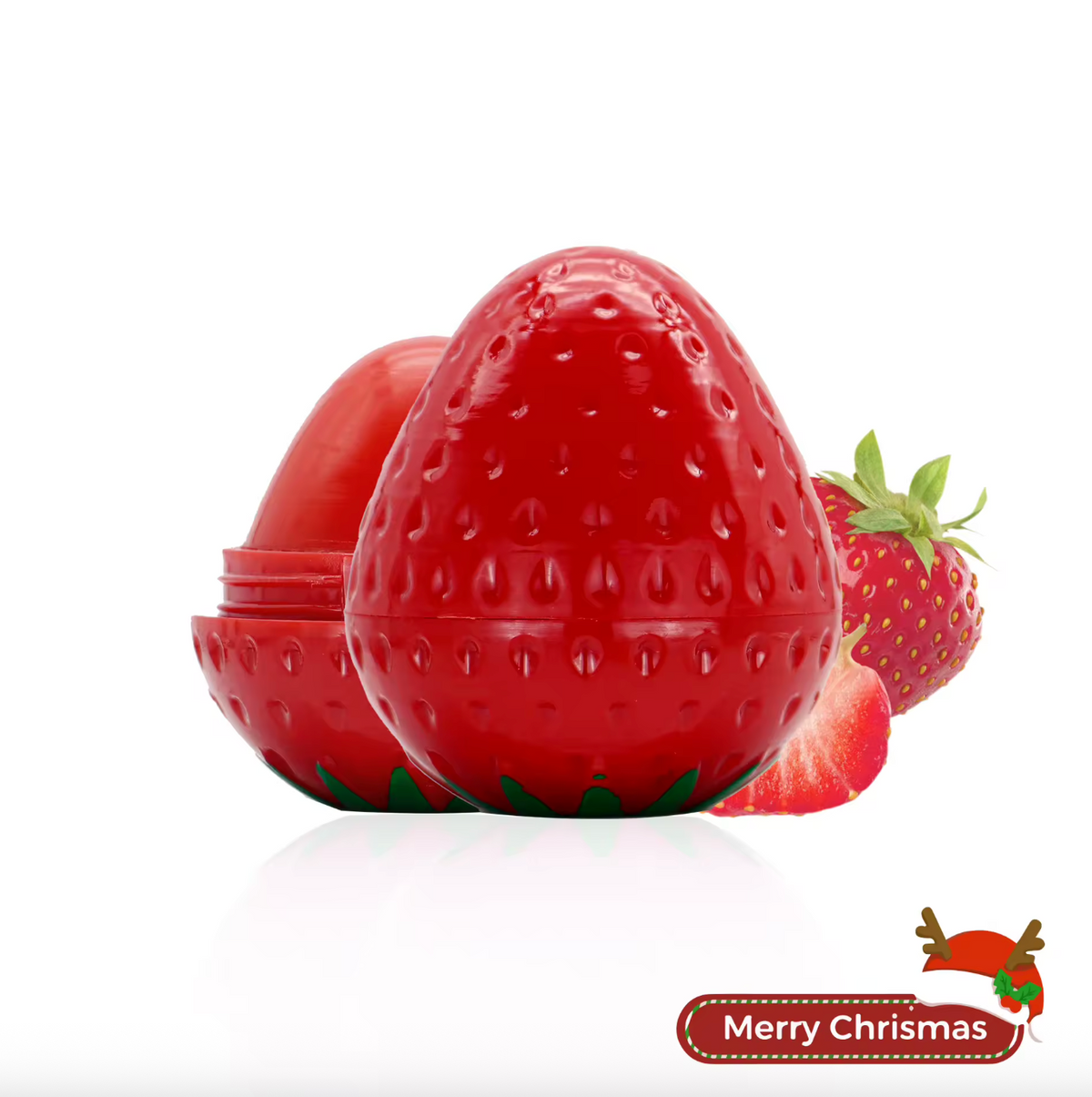 Strawberry Shaped Lip Balm Ball – Moisturizing Fruit-Flavored Hydrating Lip Gloss for Soft, Shiny Lips
